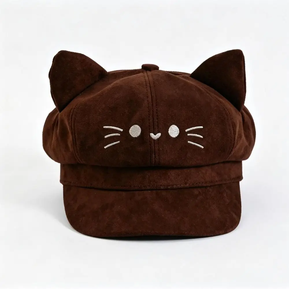 Casual Embroidery Embroidered Cat Ears Beret Y2K Spice Girl Painter Artist Cap Lollita Cute Newsboy Hat Girls