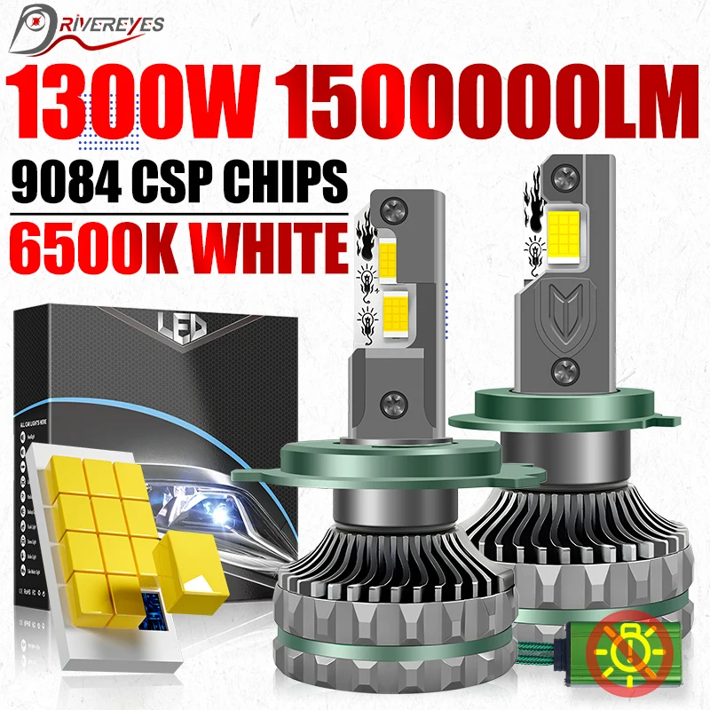 

1300W 1500000LM H7 LED K5C Car Lights CANBUS H1 H4 H11 H8 9005 9006 HB3 HB4 9012 HIR2 H9 Led Headlight 24PCS CSP 6500K Fog Lamps