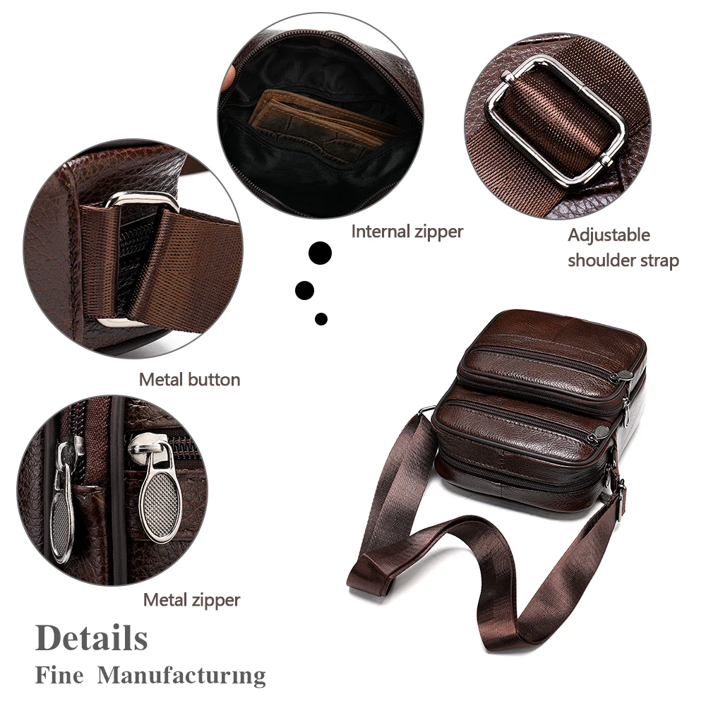 Westal Men\'s Leather Shoulder Bags Casual Small Messenger Bags Leather Men Crossbody Bag