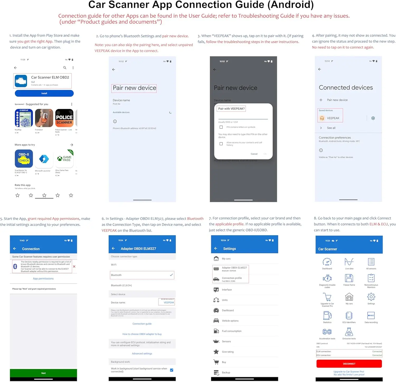 OBDCheck BLE Bluetooth OBD II Scanner Car Check Engine Light Code Reader Diagnostic Scan Tool for iOS & Android