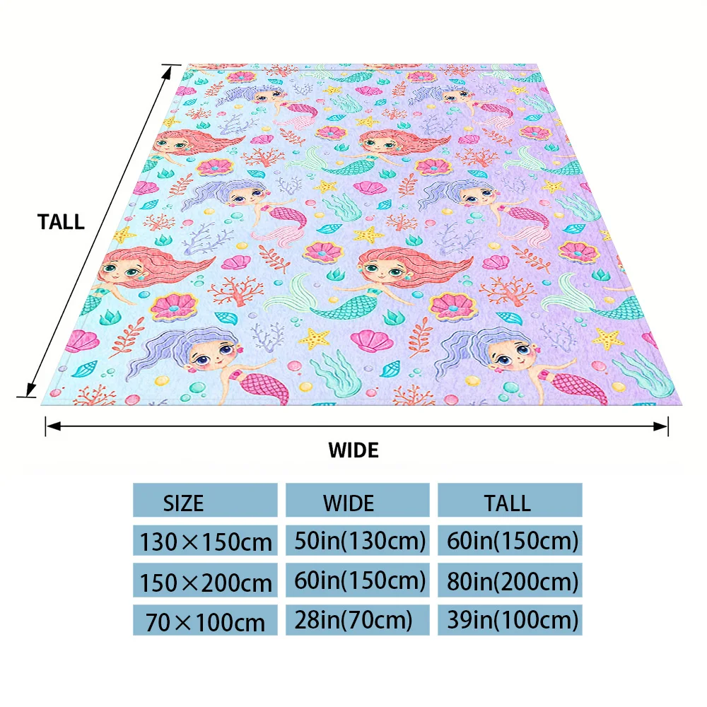 Sea Mermaid Nap Blanket,Flannel Blanket,Suitable For Sofas,Beds,Cars,Rooms,Offices,Camping,Exquisite Gift Blankets