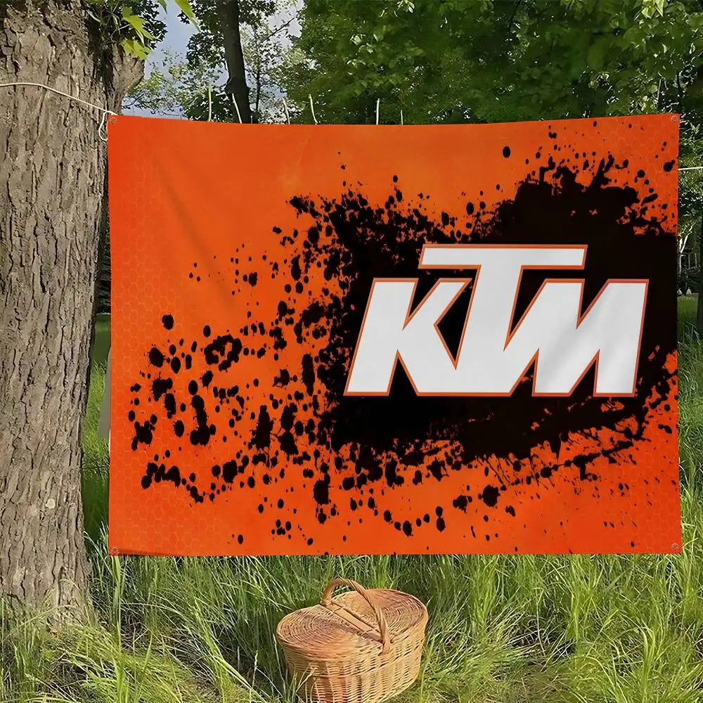 Drapeau d'ambiance de style INS pour décoration de fête en extérieur, avec logo moto classique K-Ktm et motif anime
