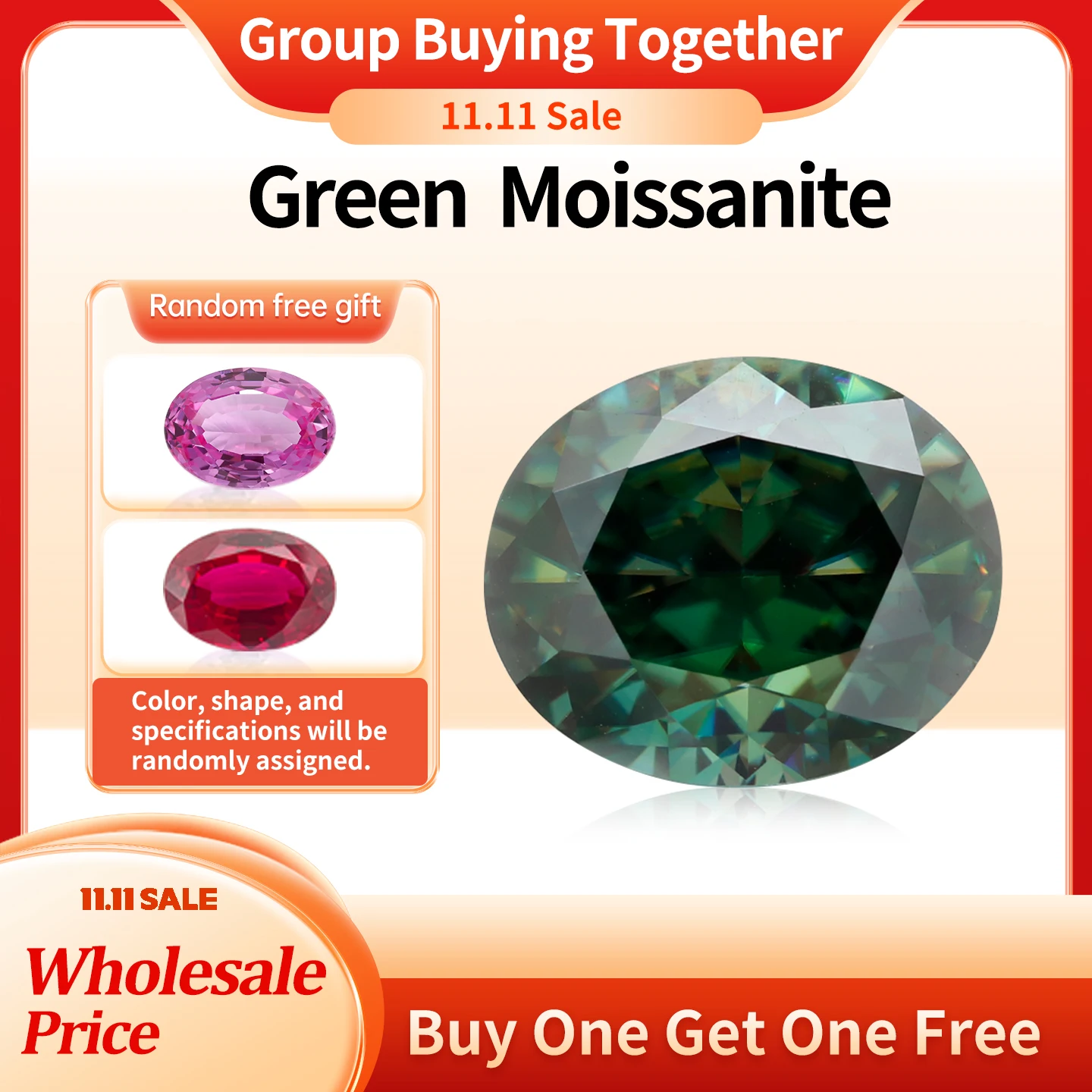 YinZheng Moissanite Diamonds Oval Shape 6A Grade Green Provide GRA CertifIcate Loose Moissanite Stone For Making Jewelry