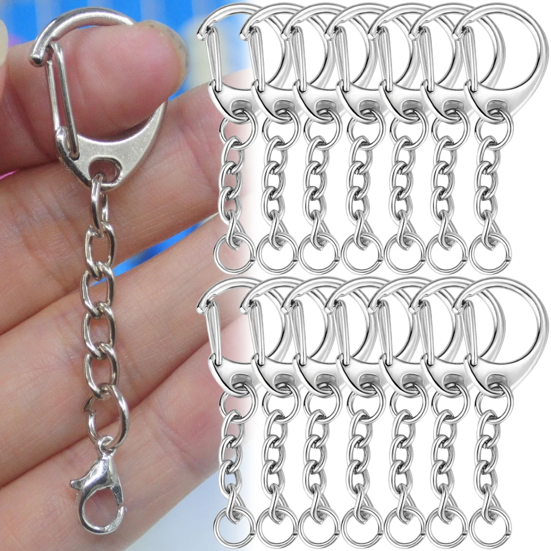 

10pcs Lobster Clasp Key Ring Keychain C Shape Clasps Connector Hook For DIY Jewelry Making Finding Key Chain Accessories