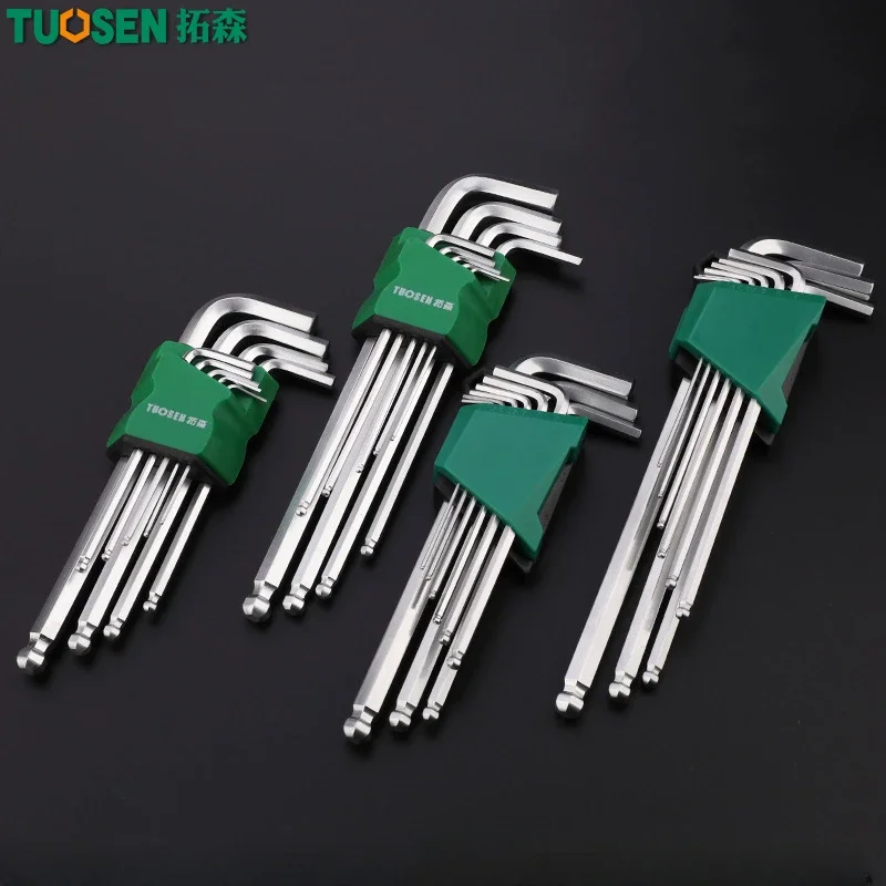 TUOSEN 9-Piece Extended Internal Hexagon Screwdriver Set with Ball Head Hex Wrench L-Shaped Wrench Kit