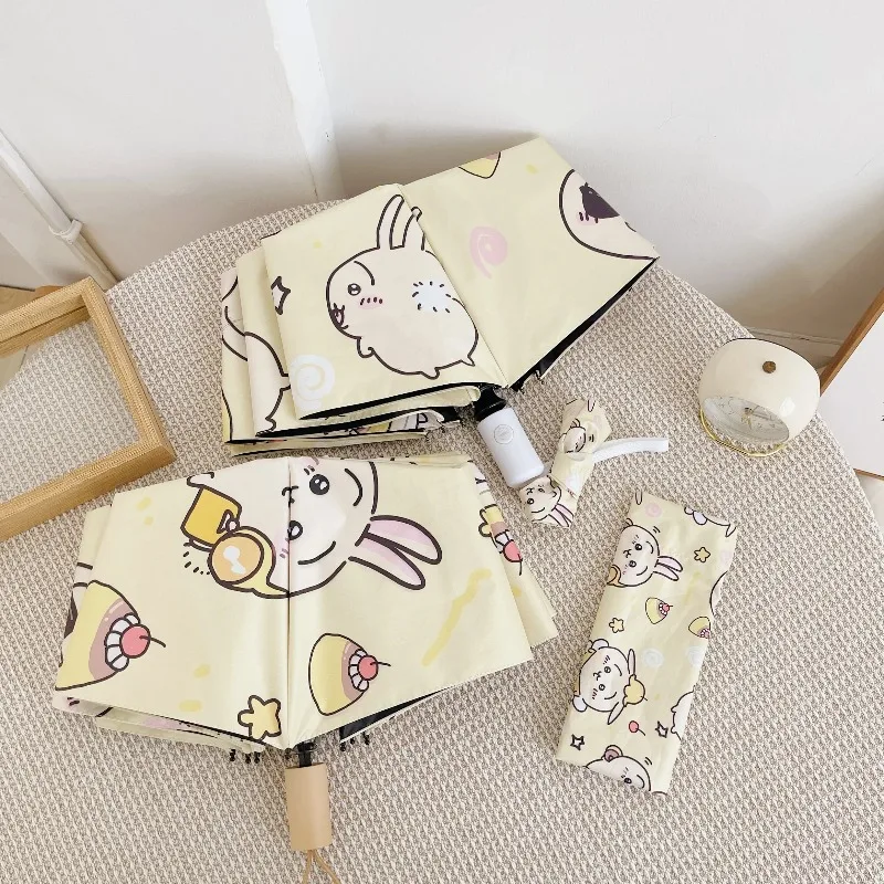 

Chiikawa fully automatic umbrella, rain or shine, cute sun umbrella, folding parasol, sun protection and UV protection.
