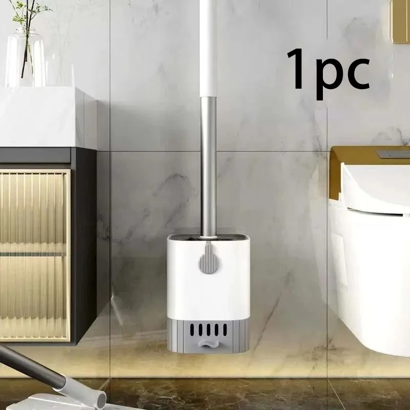 Toilet Brush Set: Long Handle, Hang or Stand, Traceless Mount. Keep Guest Bathrooms Spotless for Holiday Parties! - Image 5