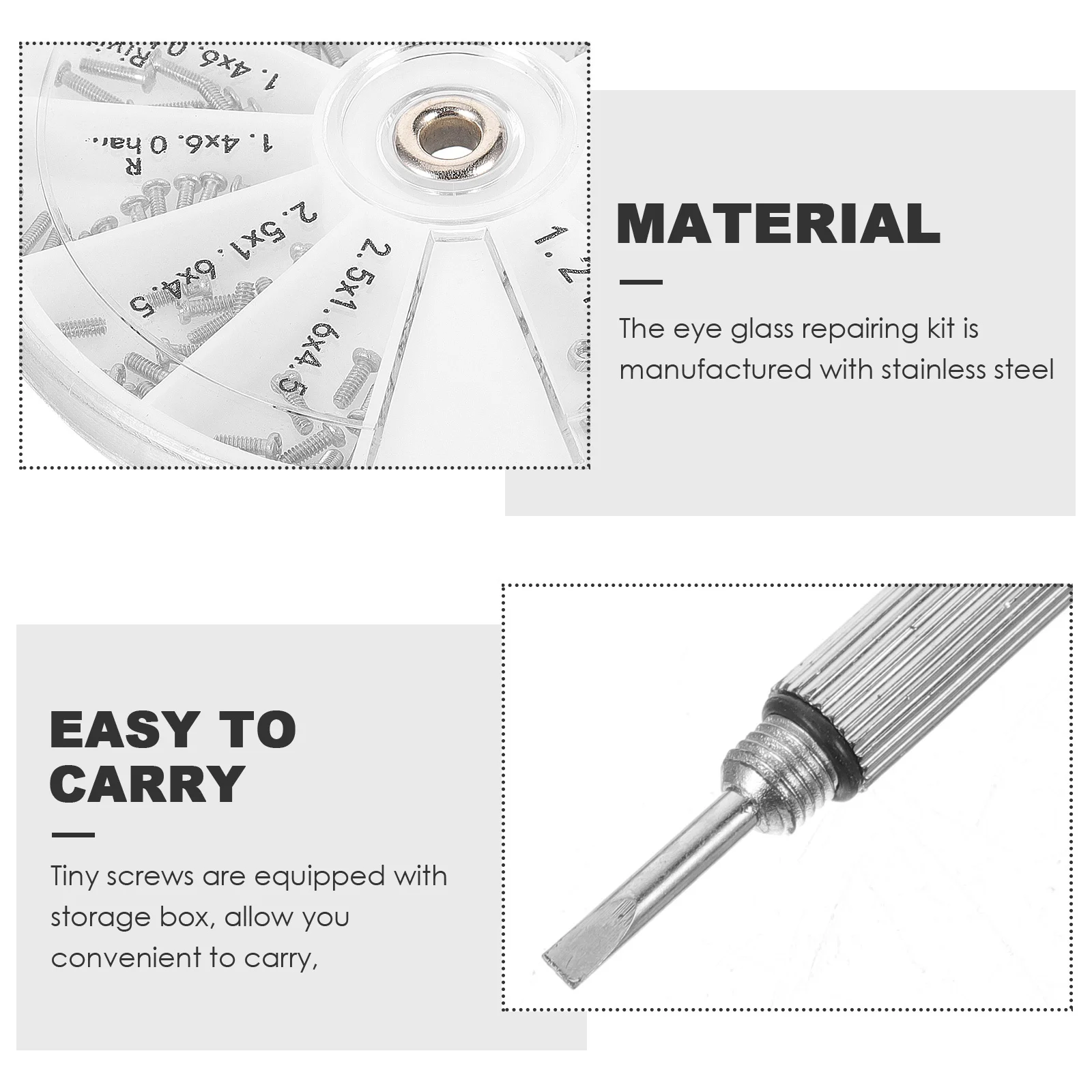 

1 set 1 Set Tiny Screws Storage Box Kit For Eyeglass Sunglass Watch Repair Tools Replacement Parts Glasses Fixing Accessories