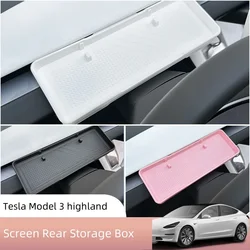 ABS Screen Rear Storage Box For Tesla Model 3 highland Tissue Phone Holder Dashboard Storage Tray Center Console Storage Box