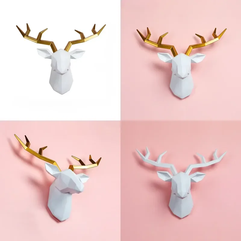 Resin Elk Head Wall Mount Hook Deer Head Animal Shaped Hanger Coat Hat Key Holder Farmhouse Rustic Home Decor