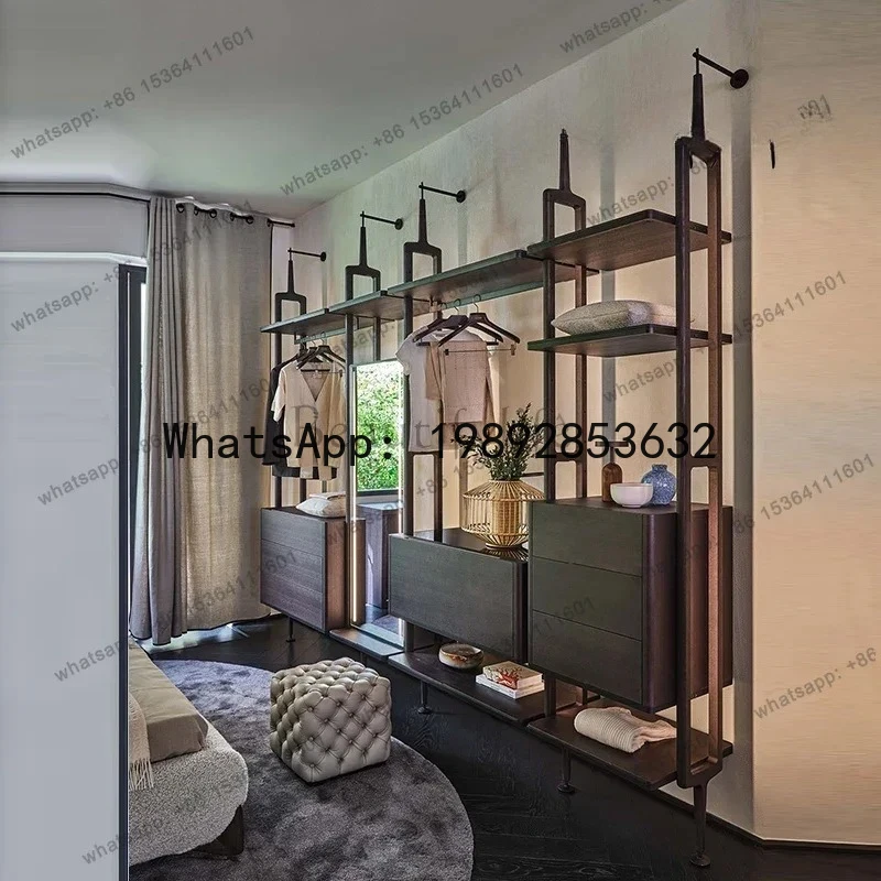 CC Pure solid wood Italian minimalist fully open coat rack system multi-functional combination locker rack