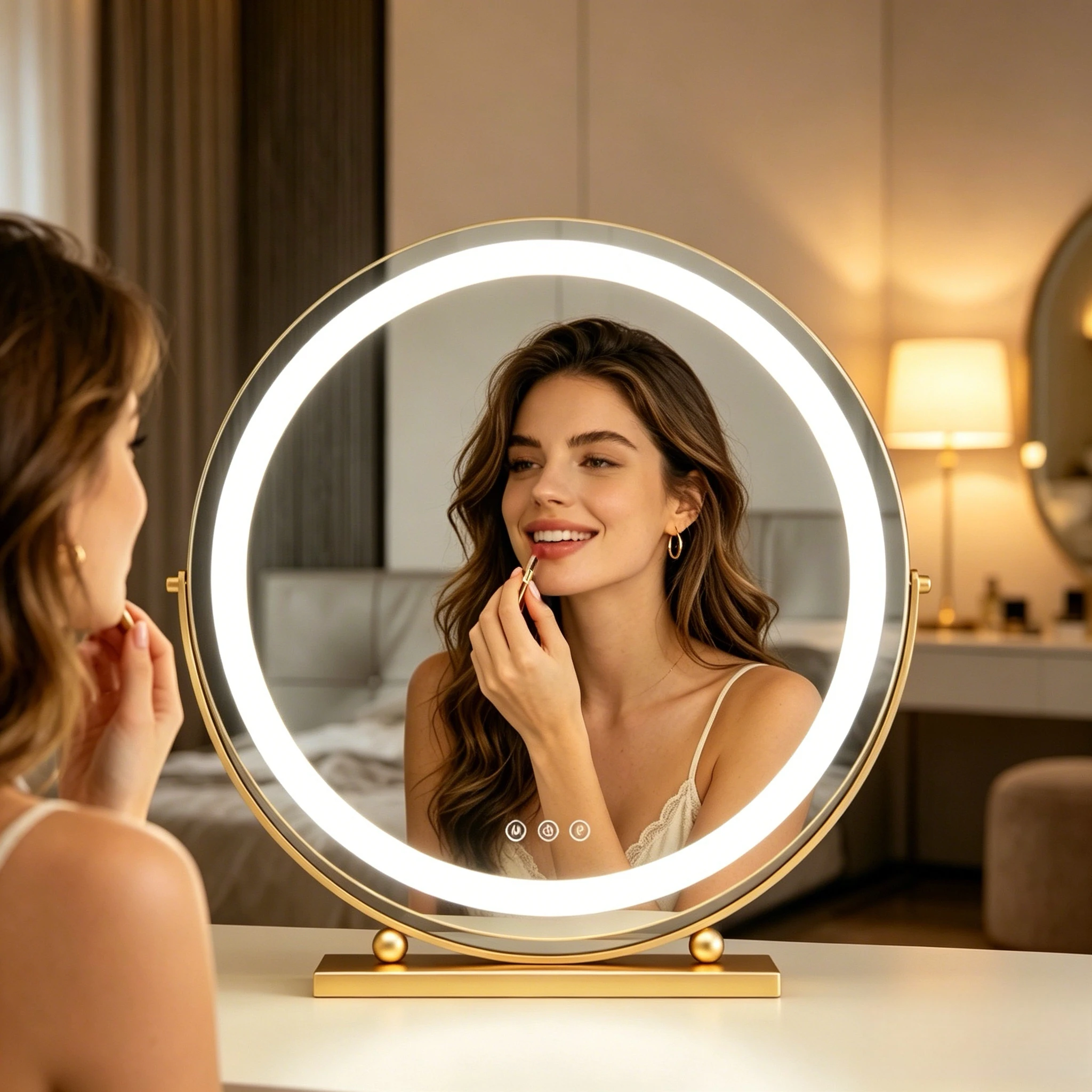 

Makeup Mirror with Light Led for Traveling Portable Vanity Mirroir with 15X Magnifying Compect Cosmetics Mirror Gift for Women