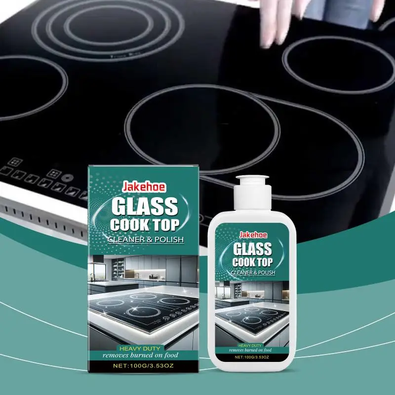 Glass stove cleaning and polishing agent; household kitchen cleaning agent for induction and ceramic stoves; removal cleaning.