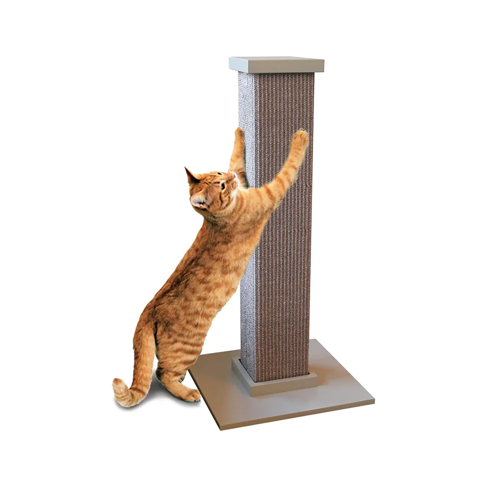 Smart Cat Ultimate Scratching Post Gray Large 32 Inch Tower Sisal Fiber Simple Design cat trees and scratcher