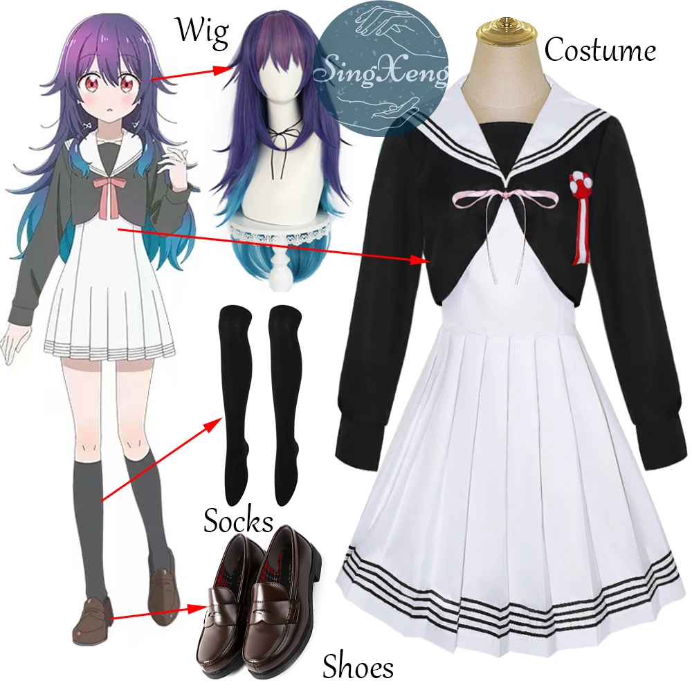 SingXeng Anime Hoshikuzu Telepath Cosplay Costume Konhoshi Umika Uniform Skirt Bow Women Halloween Sailor Suit Dress Customize