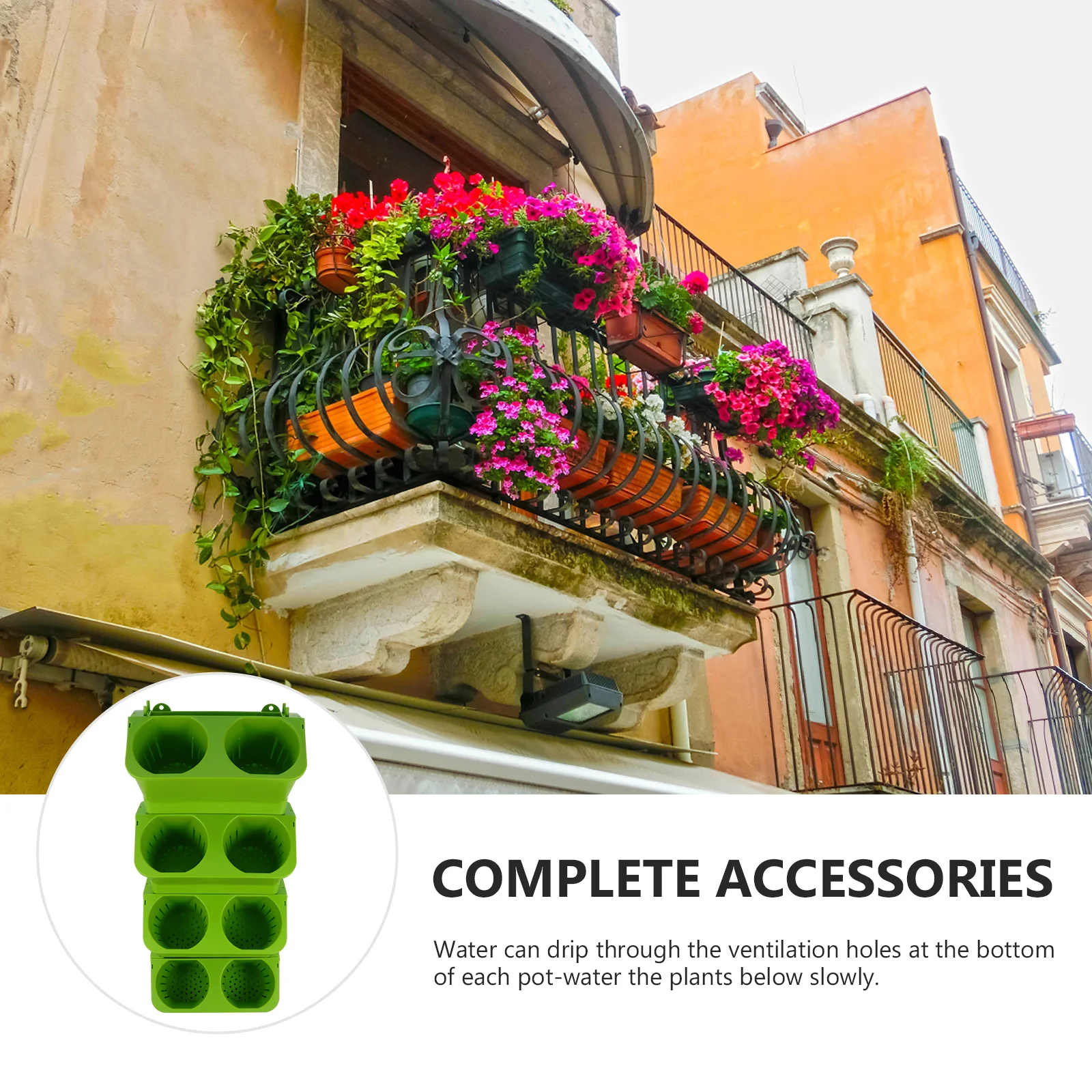 4 قطعة زارع حائط عمودي للحديقة سقي ذاتي 2 جيب معلق أصيص زهور خلفية داخلية زارع بلاستيكي #2