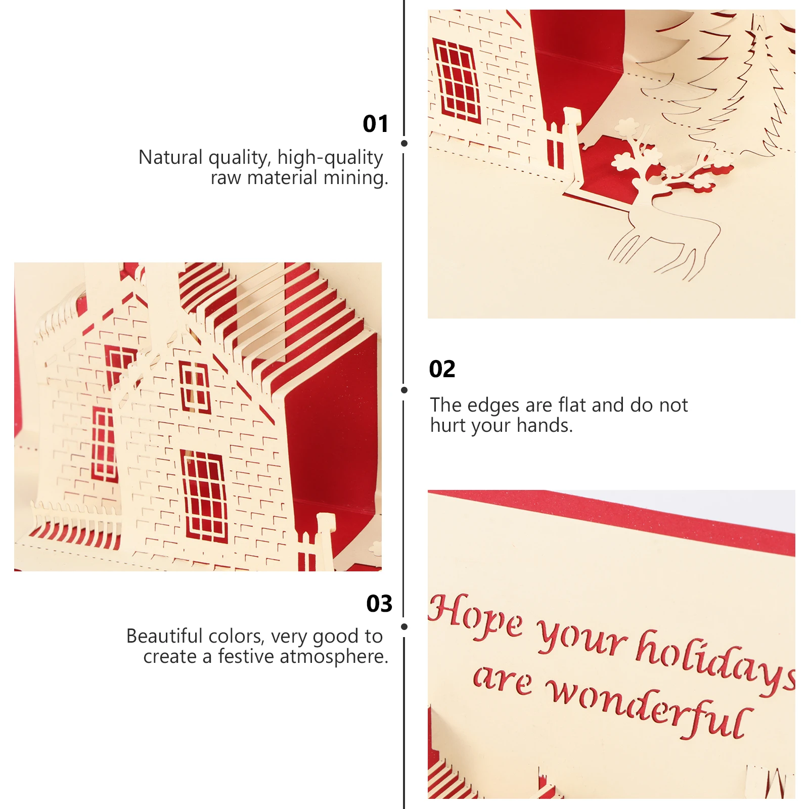 

2pcs Christmas Greeting Cards Eco Friendly Premium Paperboard Festival Atmosphere H made Hollow Out Design Ideal for Party