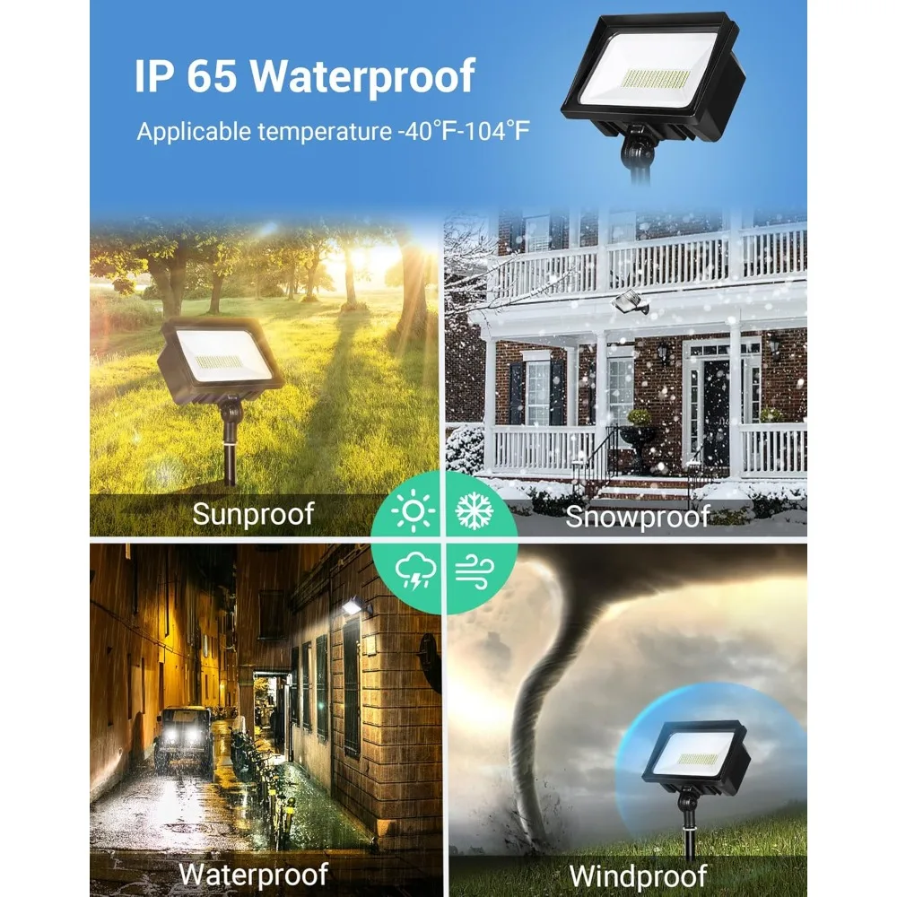 2-Pack 65W LED كشاف ضوء خارجي، 6670 LM أضواء أمنية فائقة السطوع يمكن التحكم فيها، IP65 مقاومة للماء، مصابيح كاشفة 5000K #5