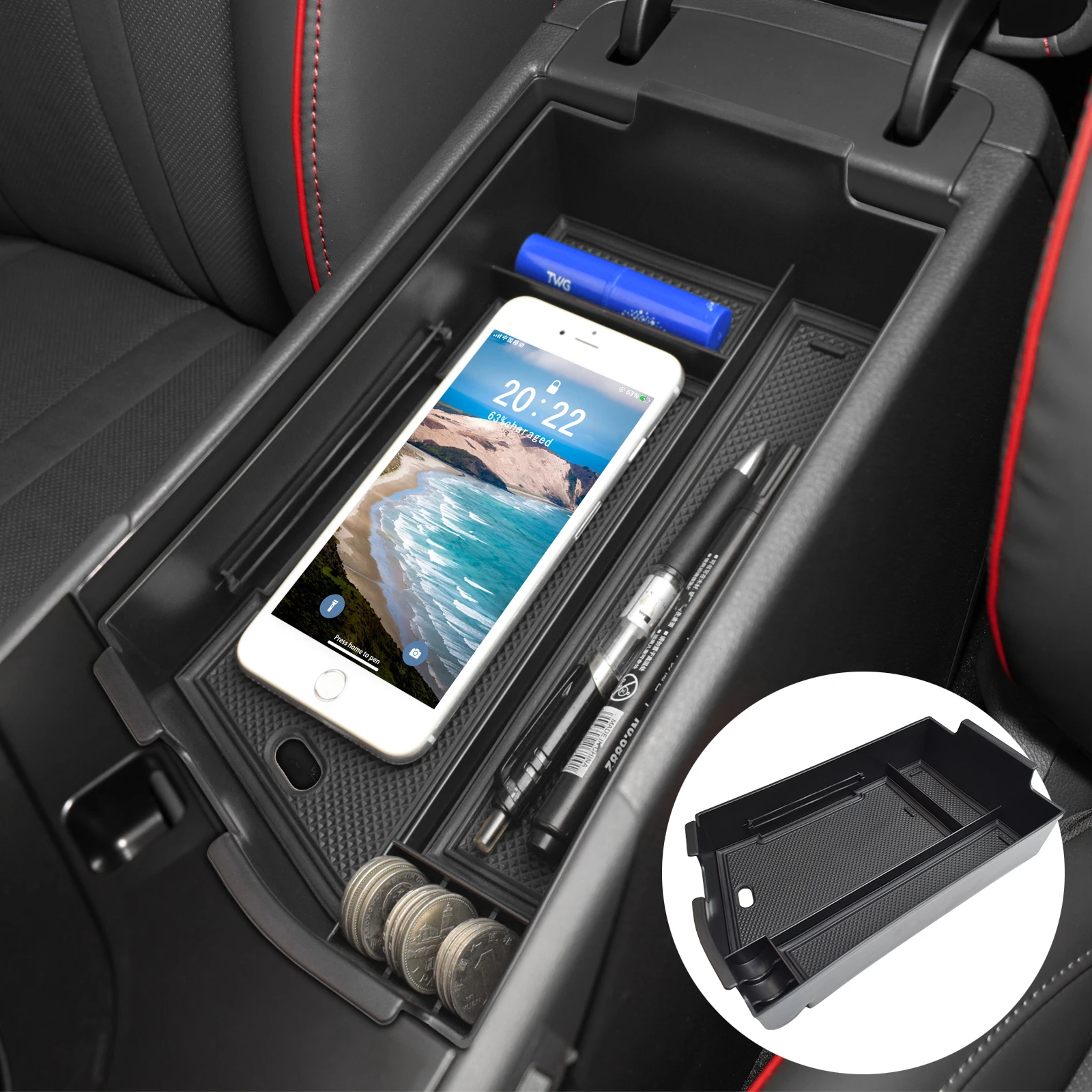 

Armrest Storage Box for Hyundai Sonata 2024 Center Console Storage Organizer Insert Tray Car Box Secondary Tray Accessories