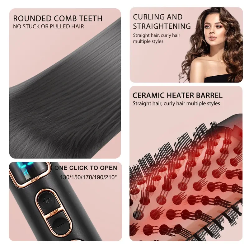 for Electric Curling Comb Negative Ion Curling Iron 2 in 1 Adjustable Temperature Ceramic Barrel 38mm Hair Styling