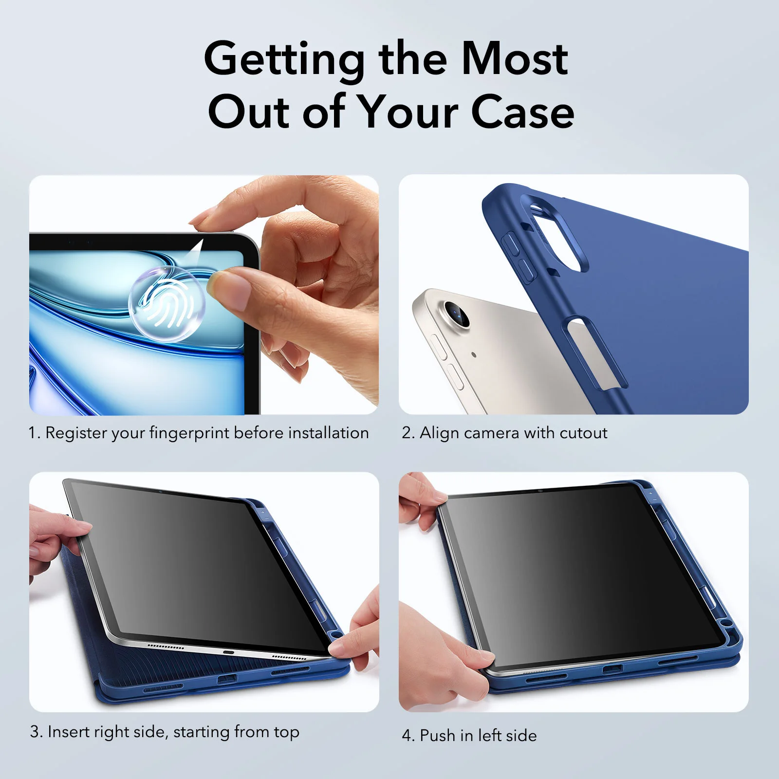 ESR for iPad Pro 12.9 Case (2022/2021) Trifold Stand Case For Ipad Air 11 2024 Flexible Back With Pencil Holder For Ipad Air 5/4