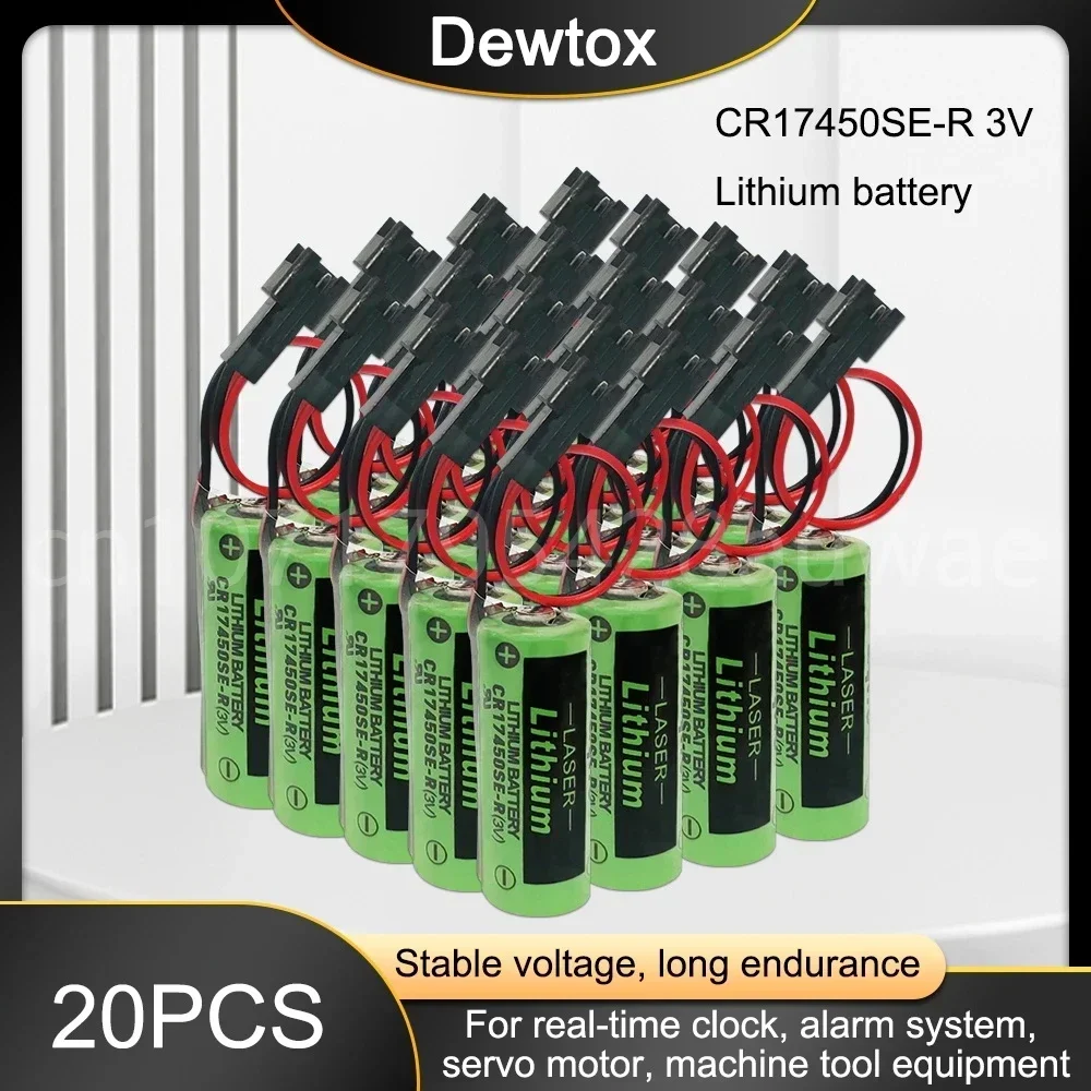 

20PCS 3V 2500mAh CR17450SE-R CR17450 17450 Lithium Battery A98L-0031-0012 A02B-0200 CR17450 with Black Plug