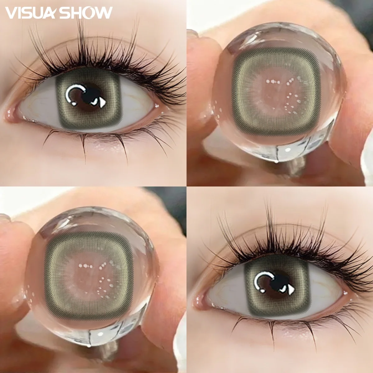 Visuashow Farbige Kontaktlinsen Quadratisches Muster 1 Paar 142mm Halbjahrlich Einweg Weich Feuchtigkeitsspendend Vergrossern die Augen Naturliches Aussehen Kleine Pupille Fur Taglichen Gebrauch Termine Partys Make up – Detail 6