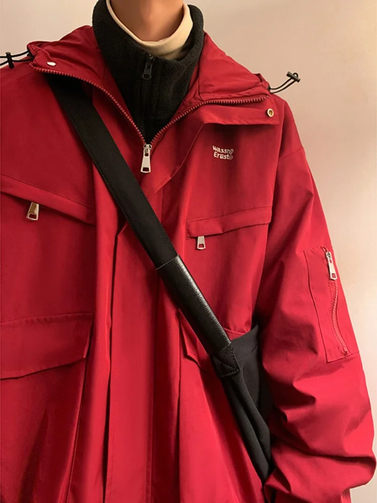 

Tee-in-One Thiened Cotton Jaet for Men Winter Warm Hooded Casual Sle Youth Faion Brand Workwear Cotton Coat