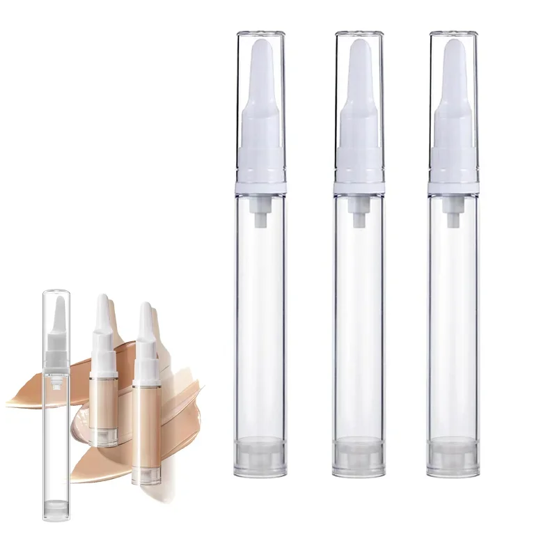 10Pcs 5ml/10ml/15ml Liquid Foundation Travel Bottle Mini Cosmetic Foundation Sample Repackaging Tools Airless Pump Bottle