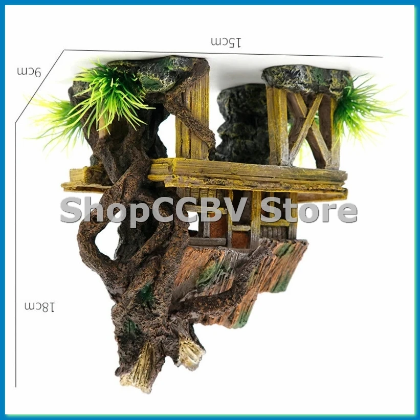 Aquarium Decoration Artificial Fish Reptile House Shelter Fish Tank Landscaping Resin Building Ornaments Decor-A50M