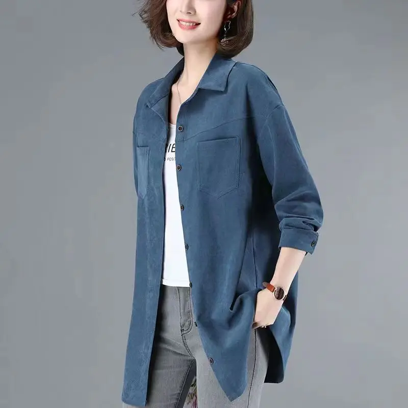 

Свободное длинное све женское irt весенне-осеннее новое корейское повседневное пальто для мам, хлопковое однотонное пальто на пуговицах для поездок на работу