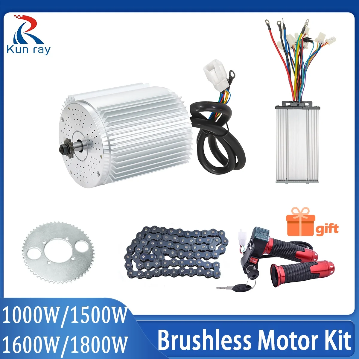 

MY1020 High Speed Brushless DC Motor with Aluminum Heat Sink for E-Bike/Scooter Conversion Kit 1600W/1800W 3-Speed Throttle