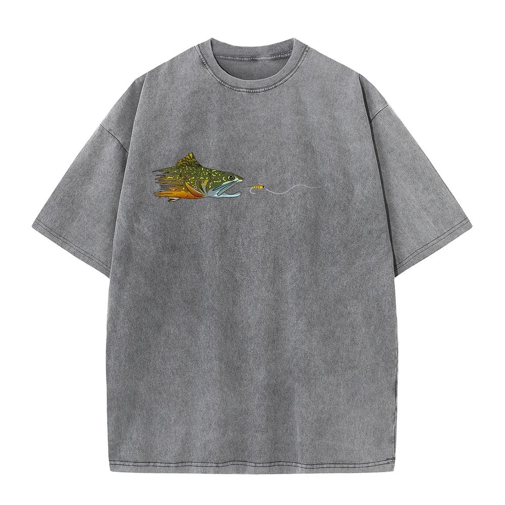 Fly Fishing Brook Trout Dry Tying Fisherman T-Shirt Men Overfit Short Sleeve T Shirt Man Cotton 100% Men's Angler Gift Outdoor