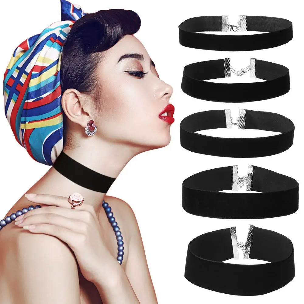 Goth Black Velvet Choker Necklaces Gothic Style Rope Women Neck Decoration 2024 Chocker Jewelry On The Neck Collar For Girl Kpop