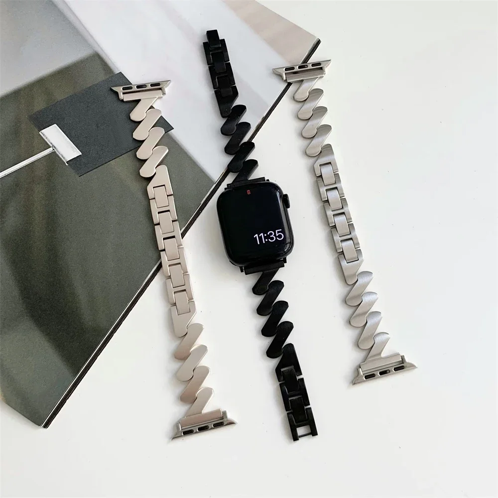 Stainless Steel Strap for Apple Watch Band Ultra 2 49mm 45 41 Metallic Chain Watch Strap for IWatch Series 1 2 3 4 5 6 7 8 Ultra