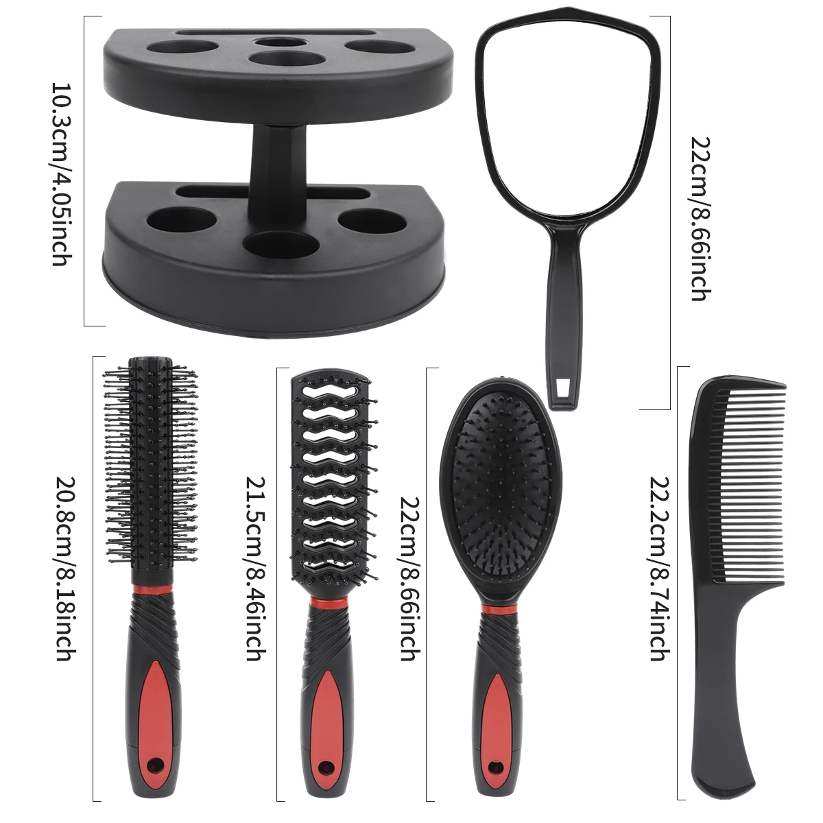 5Pcs Hair Styling Set Scalp Massage Comb Detangler Brush Cushion Hair Brush Makeup Mirror for Normal Soft Textured Hair