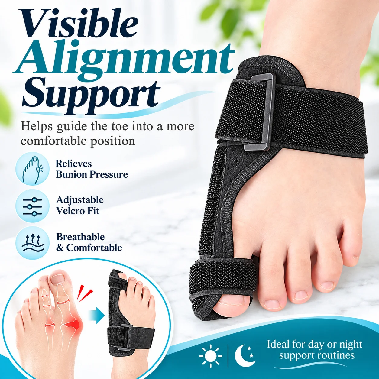Big Toe Bunion Corrector Women Men Adjustable Splint Toe Straightener Day Night Support Hallux Valgus Pain Relief EiD