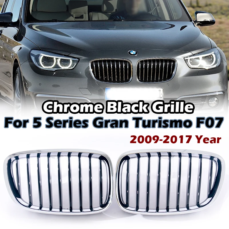 

Chrome Silver Frame Grille Kidney Front Grill For BMW 5 Series Gran Turismo GT F07 2009-2017 Racing Double Single Style 535i GT