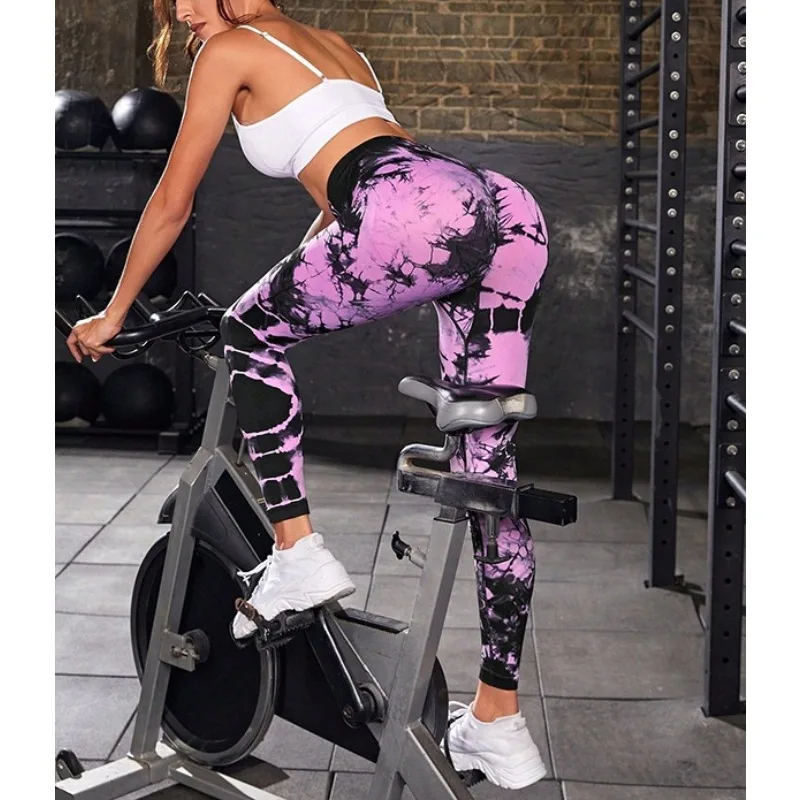 

Krisnanas Tie Dye Smooths Yoga Pants High Waist Wrap Tight Leggings Fitness Gym Workout Running Pant Woman Trousers 124675
