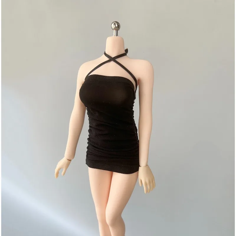 ชุดเดรสจีบผ้าไหมน้ำแข็งแบบคล้องคอ ขนาด 1/6 สำหรับนักสู้หญิง ใช้ตกแต่งตัวฟิกเกอร์แอคชั่นขนาด 12 นิ้ว