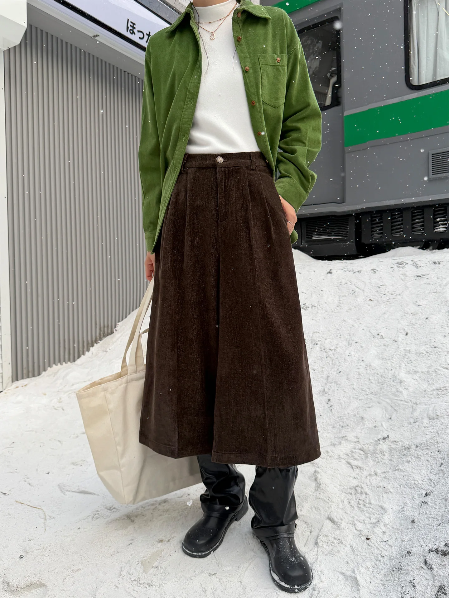 

Женские брюки с высокой талией и широкими штанинами, свободного кроя, осенне-зимние, модные, в стиле ретро, скрывающие бедра, красивые, в молочном стиле, повседневные