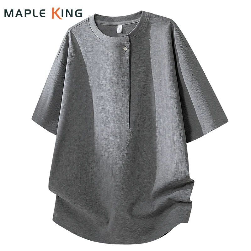 Summer Lazy T Shirt for Mens Plus Size Tops Deconstructed Designer Textured Round Neck Short Sleeve Tee Shirts Man Streetwear