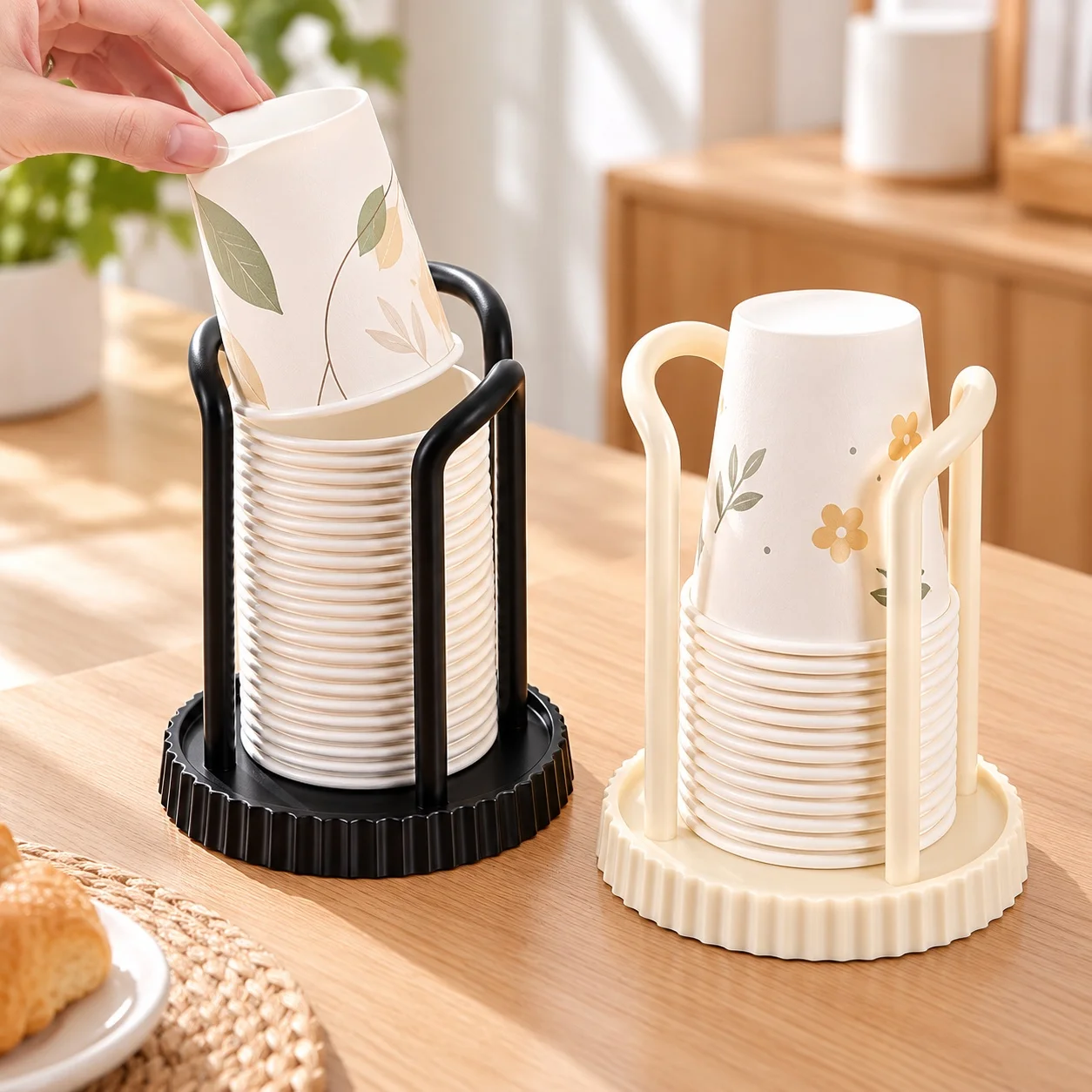 Japanese Style Disposable Cup Holder Multi-functional Paper Cup Storage Rack Household Cup Organizer for Coffee Cups & Tea Cups