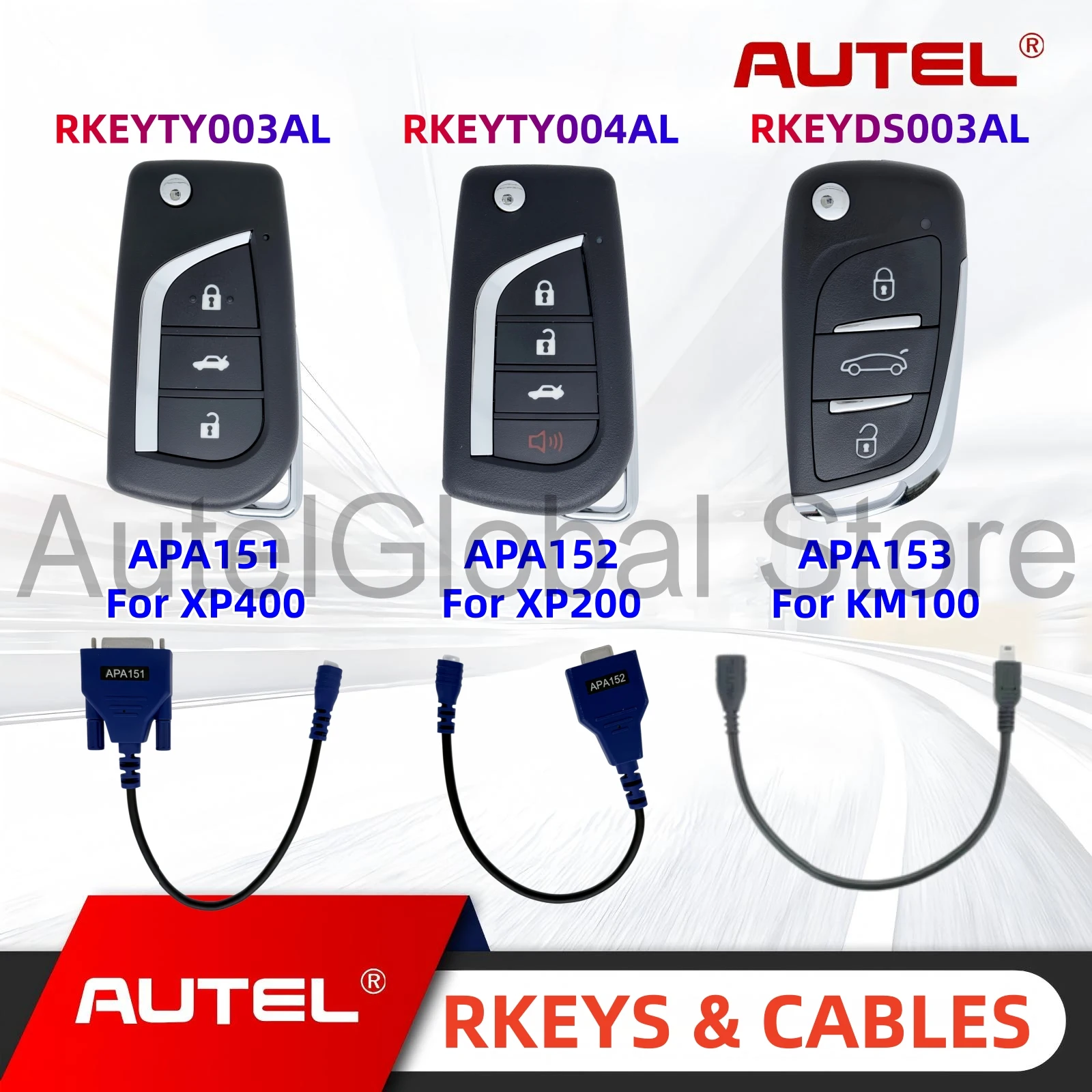 Autel Universal Remote Key RKEYDS003AL RKEYTY003AL RKEYTY004AL Cables APA151 APA152 APA153 For EKEY & RKEY For KM100 XP200 XP400