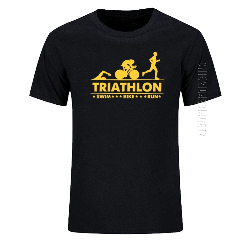 Men O Neck T Shirt Triathlon Swim Bike Run Athlete Sport TShirt Men Streetwear Harajuku Oversized Cotton Mens T-Shirt