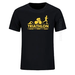 Mężczyźni koszulka z okrągłym dekoltem Triathlon Swim Bike Run sportowiec Sport TShirt mężczyźni Streetwear Harajuku ponadgabarytowe bawełniane męska koszulka