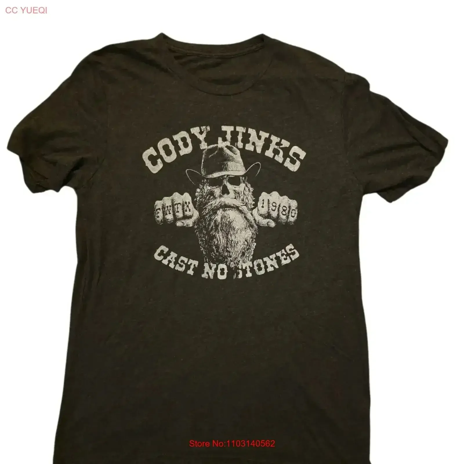 CODY JINKS CAST NO STONES Outlaw Country Skeleton T Shirt Size L XL vintage Washed designer clothes Comfortable fashion Soft