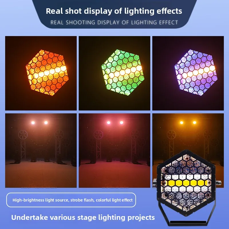 Jiechuang stage light led hexagonal matrix light bar wedding background retro light can be spliced stroboscopic marquee