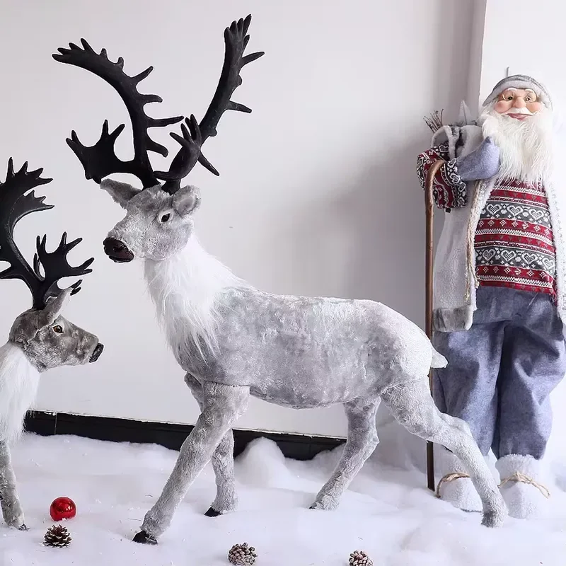 for Christmas Reindeer Decoration Grey Deer Ornament Modern Handicraft Xmas Tree Hanging Decor Home Party Gift Customizable