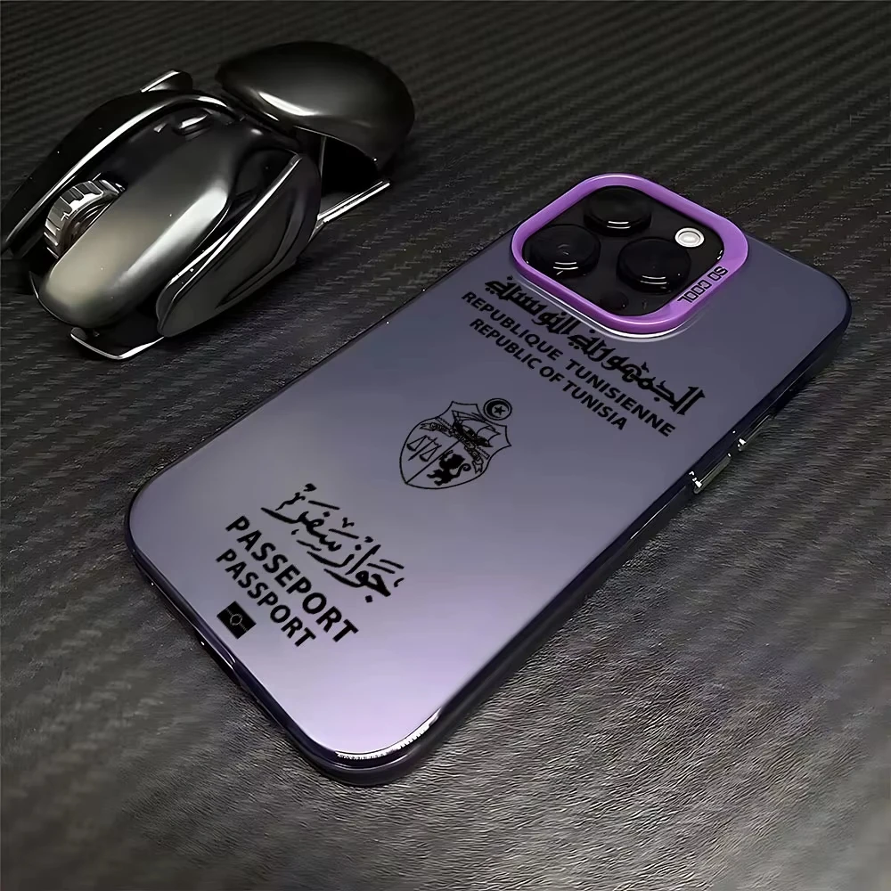 تونس جواز السفر جراب هاتف آيفون 17 الهواء 16 15 14 13 12 11 برو ماكس XS XR 15Plus 16E 17Pro كاندي ماتي للصدمات الغطاء الخلفي #3